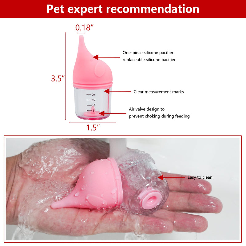Puppy Bottles for Nursing，Kitten Bottles for Nursing，Pet Feeding Bottle，(Pink - 20ml) - PawsPlanet Australia