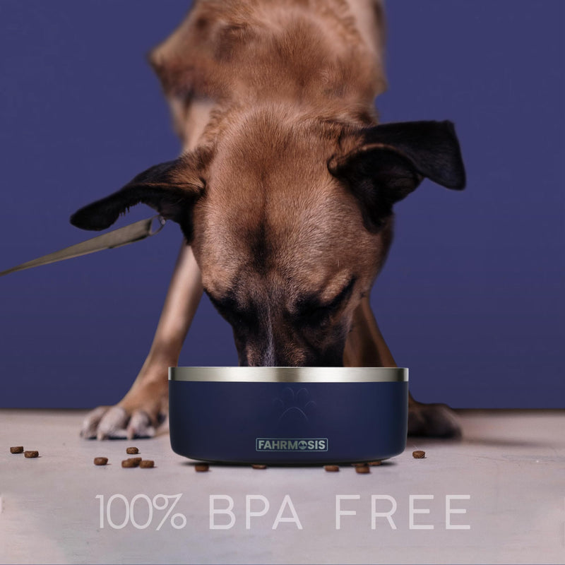 32 Oz Dog Bowl with Slow Feeder Insert - Stainless Steel Pet Bowl - Non Slip Dog Bowls - Silicone Slow Feeder - Pet Feeders Bowl - Ideal for Medium Dogs - Pet Bowl Set - Navy Blue 32 OZ - PawsPlanet Australia