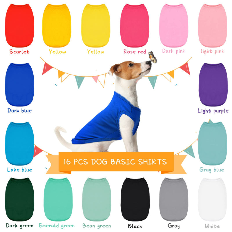 16 Pieces Small Dog Clothes Cute Blank Puppy Shirts Soft Dog Sweatshirts Breathable Outfit for Pet Cats Accessories, 16 Styles(XL) XL - PawsPlanet Australia
