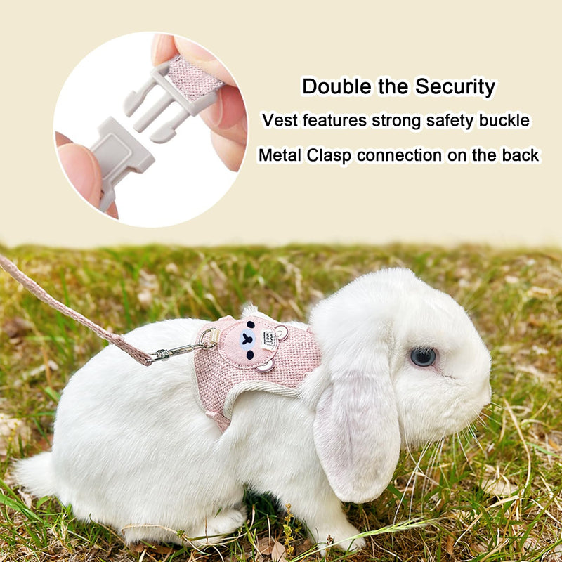 2-Pack Rabbit Harness and Leash Set – Adjustable Small Animal Vest Harness with Safety Buckle – Breathable & Lightweight – Ideal for Rabbits, Ferrets, Guinea Pigs, and Cats (Pink) Pink - PawsPlanet Australia