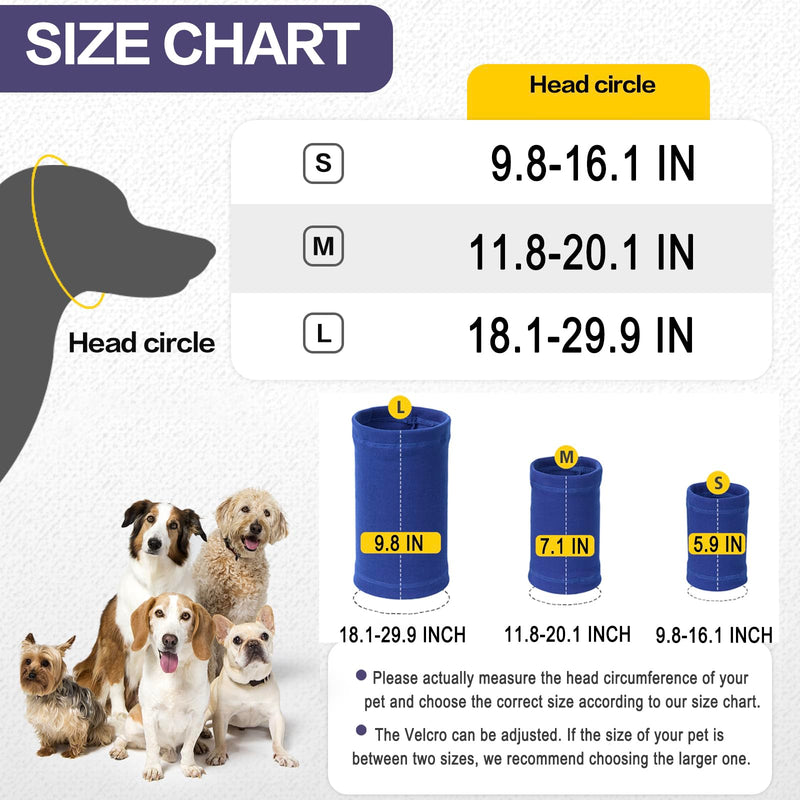 Meifsou Dog Calming Head Wrap, No Shake Quiet Ears for Dogs Anxiety Relief, Original Ear Covers Pet Calming Hoodie for Thunder, Lightning, Fireworks, Vet Visits, High Stretch Ribbed Fabric, Blue S S(Head Circle:9.8"-16.1")