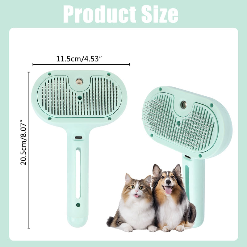 Pet Hair Remover, Pet Grooming Brush Hair, 3 in 1 Dog Steam Grooving Comb, Multi-Function Dog Hairdressing Spray Brush (Green) - PawsPlanet Australia