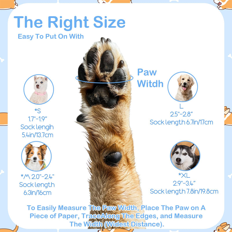 4 Pcs Dog Socks to Prevent Licking Paws, Dog Booties for Hot Pavement, Leopard Anti-Slip Pattern Dogs Socks, Dogs Booties for Hardwood Floors Grey (M) M - PawsPlanet Australia