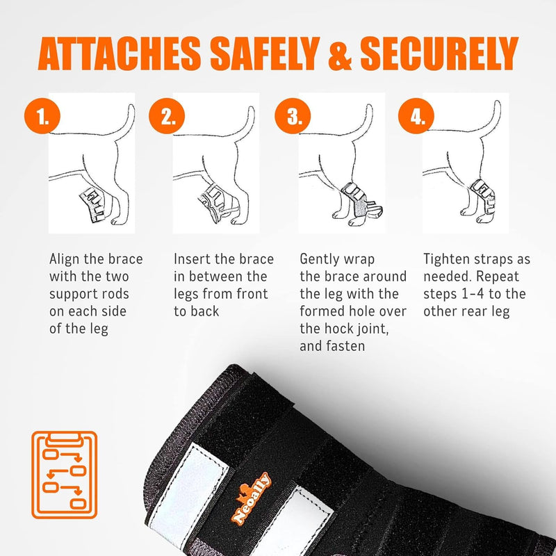 NeoAlly Dog Rear Leg (One Leg) Hock Brace, Canine Leg Wrap for Hind Leg, Ideal Hock & Ankle Support and Protection for Sprain Recovery, Achilles Tendon Injury (Extra Large (Left Leg)) Right Leg Small