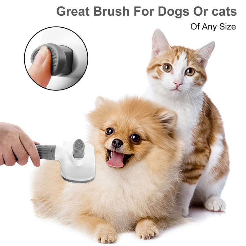 Dog Brush Cat Grooming Comb,Self Cleaning Pet Slicker Brushes with Smooth handle,Dog Grooming Tool with Button for Pet Shedding Brush Cat Massage Clean Tangled Grey - PawsPlanet Australia