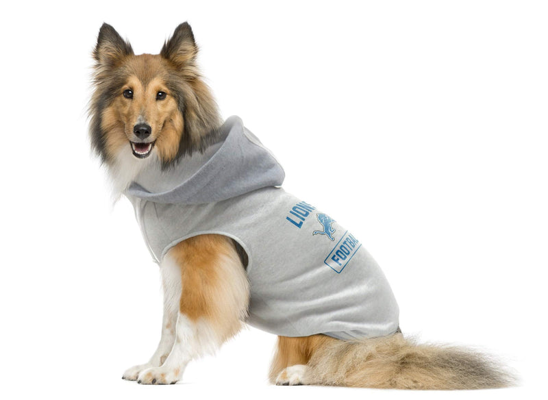 Littlearth NFL Unisex-Adult NFL Pet Hooded Crewneck with Team Logo and Name Detroit Lions TC Team Color - PawsPlanet Australia