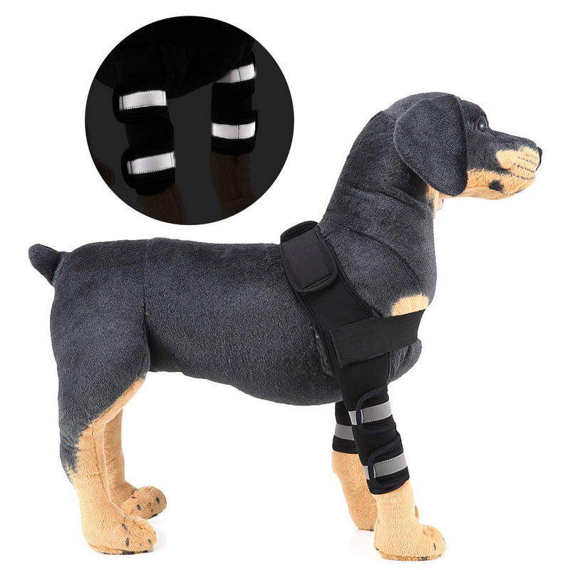 SELMAI Reflective Dog Shoulder Brace Front Leg Brace Canine Elbow Protector Extra Supportive Joint Wrap Arthritis Loss of Stability Helps Wounds Healing Prevents Injuries Sprains Black S black-reflective