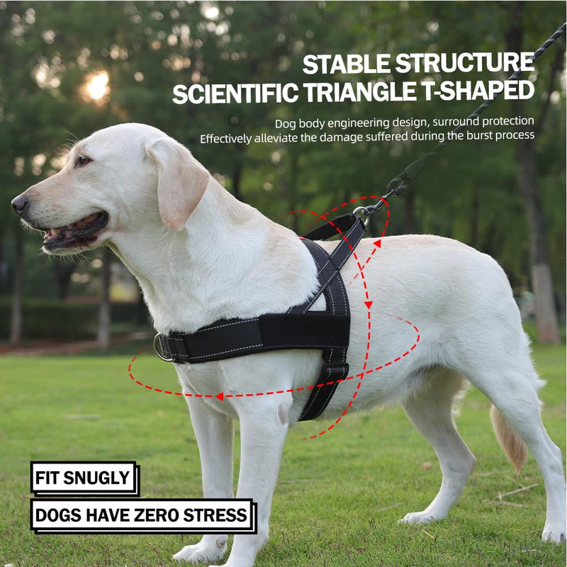 Heavy Duty Dog Harness Medium Sized Dog Adjustable Reflective Tactical Harness with Soft Padded Handl, Front Clip for Escape Proof and Easy Walking and Training, Green, M - PawsPlanet Australia