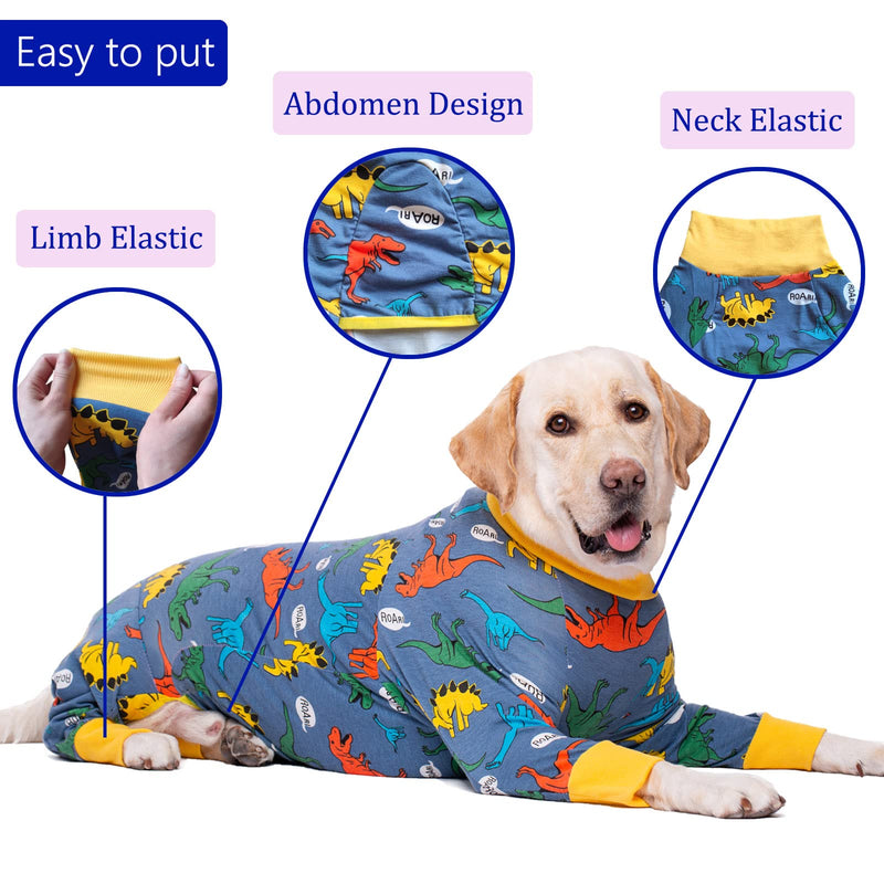 Dog Recovery Suit for Dogs After Surgery Female Male Medium Large Dog Neuter Spay Onesie for Shedding Prevent Licking Surgical Wound Dog Cone Alternative 2X-Large (Pack of 1) Dinosaur - PawsPlanet Australia