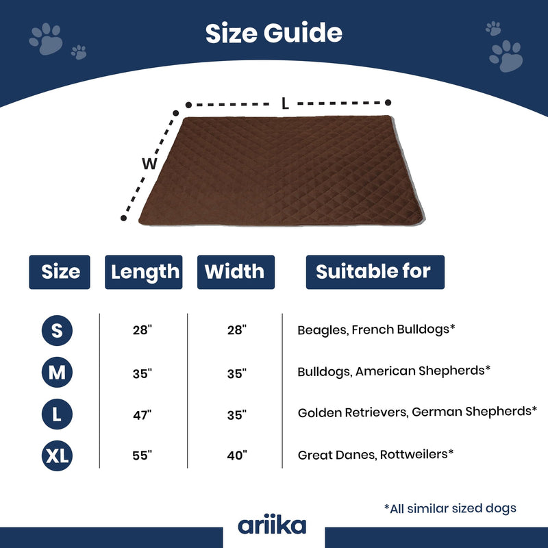 ariika Waterproof Couch Covers for Pets - Durable, Scratch-Resistant - Eco-Friendly Polyester & Cotton Mix, Odor-Free, Ideal for All Breeds - Dog Bed Cover for Sofa, Floor, Car Seats and Bed Brown 47.0"L x 35.0"W x 0.4"Th - PawsPlanet Australia