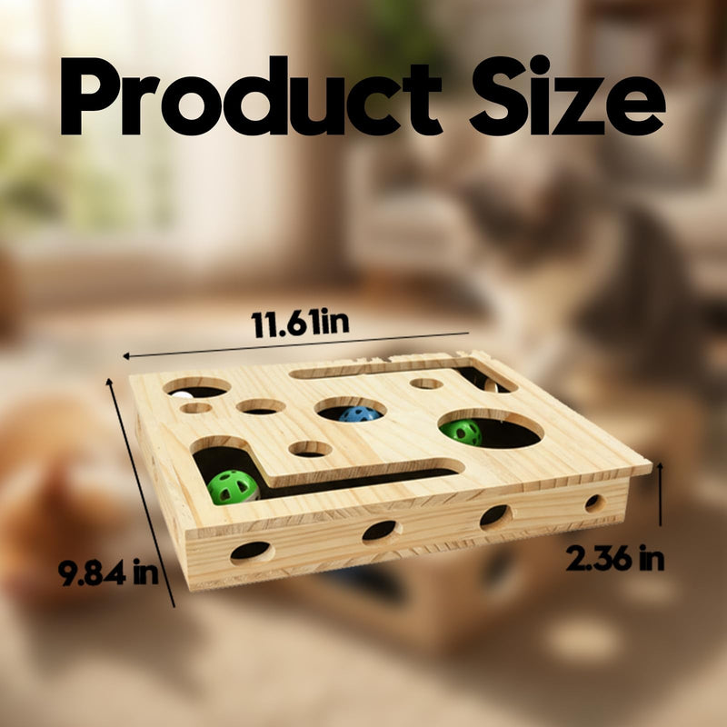 DBZ Cat Scratch Puzzle Enrichment Box, Pine Wood Cat Nail File Enrichment Box, No Need to Install Cat Nail File Box, Stress-Free Alternative to Claw Clippers