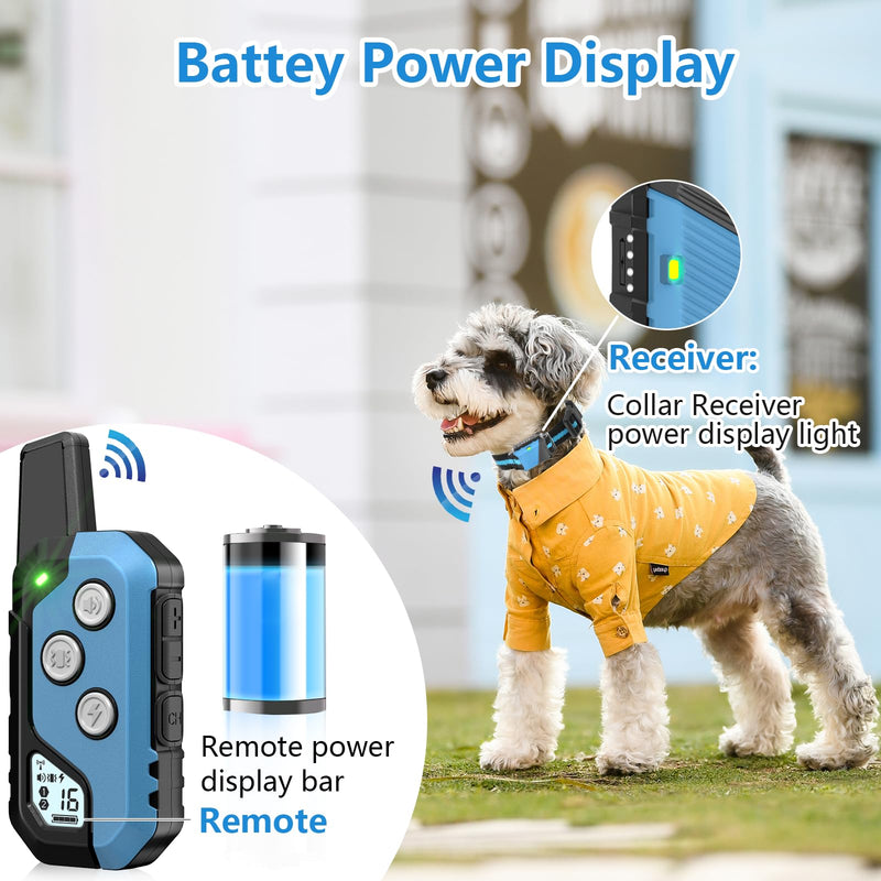 Shock Collar for Dogs, Dog Training Collar with Remote Control for 2 Dogs, 3 Training Modes with Beep, Vibration and Satic, Waterproof, Rechargeable E Collar for Large Medium Small Blue - PawsPlanet Australia