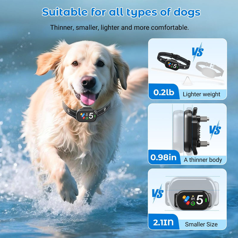 Bark Collar for Small Medium Large Dogs, Rechargeable Smart Dog Bark Collar, Anti Barking Training Collar with 5 Adjustable Sensitivity,Bark Shock Collar with Beep Vibration (Silver) - PawsPlanet Australia
