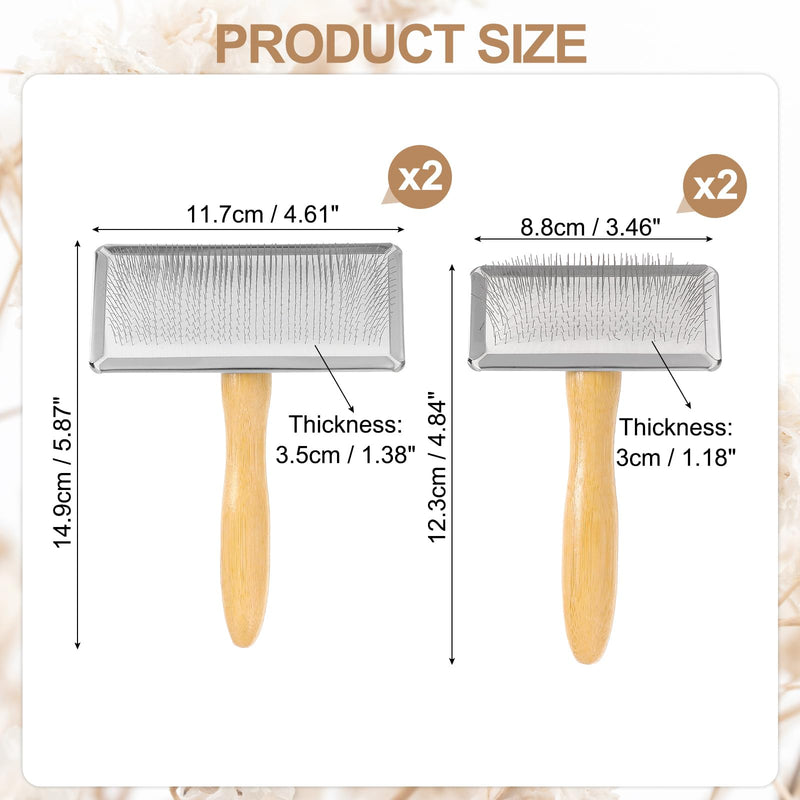sourcing map 4 Pcs Wool Carder, Hand Carding Brush 2 Large and 2 Medium Wooden Pet Grooming Tool for Needle Felting Pet Grooming Weaving Craft Supplies, Silver, Wood Color - PawsPlanet Australia