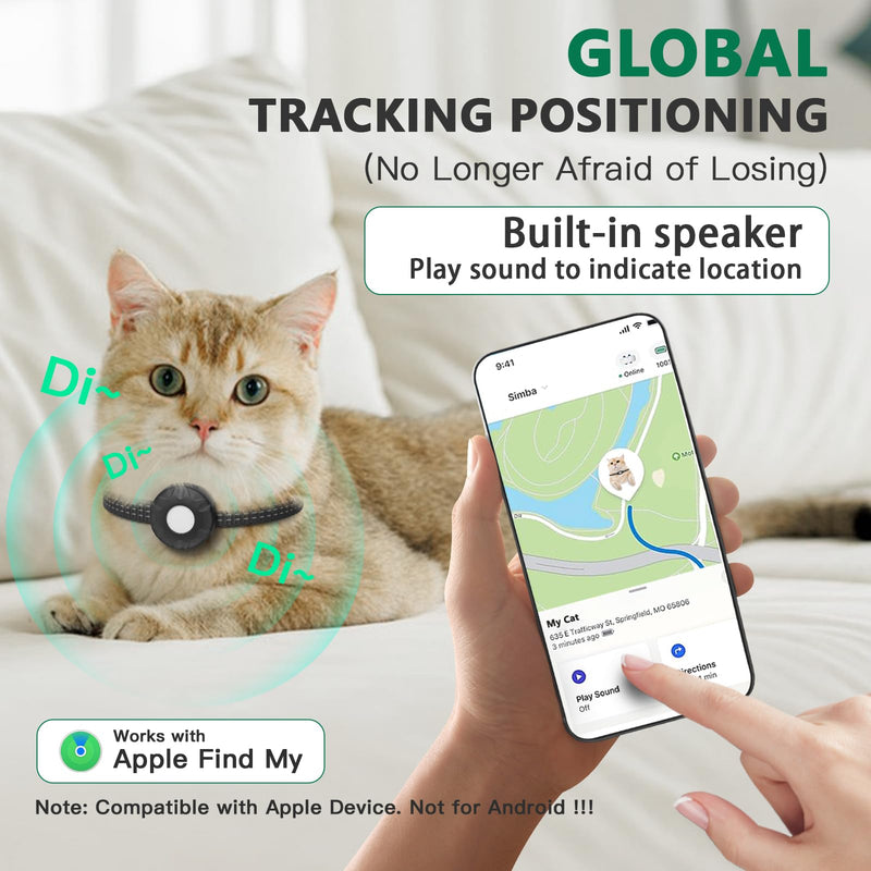Cat Tracker Collar, No Monthly Fee Pet Tracker for Cats (iOS Only), Pet Dog Location Tracker with Safety Elastic Buckle, Air Tracker Tag Included, Only Support Apple Find My App - PawsPlanet Australia