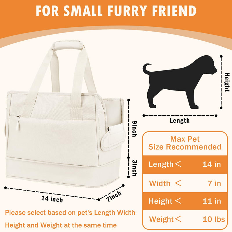 Dog Purse Carrier for Small Dogs Under 10 lbs with Pockets Adjustable Soft Sided Pad Extendable Dog Carriers Tote for Puppies with Safety Leash Clip for Travel Shopping (Dark Gray) Dark Gray