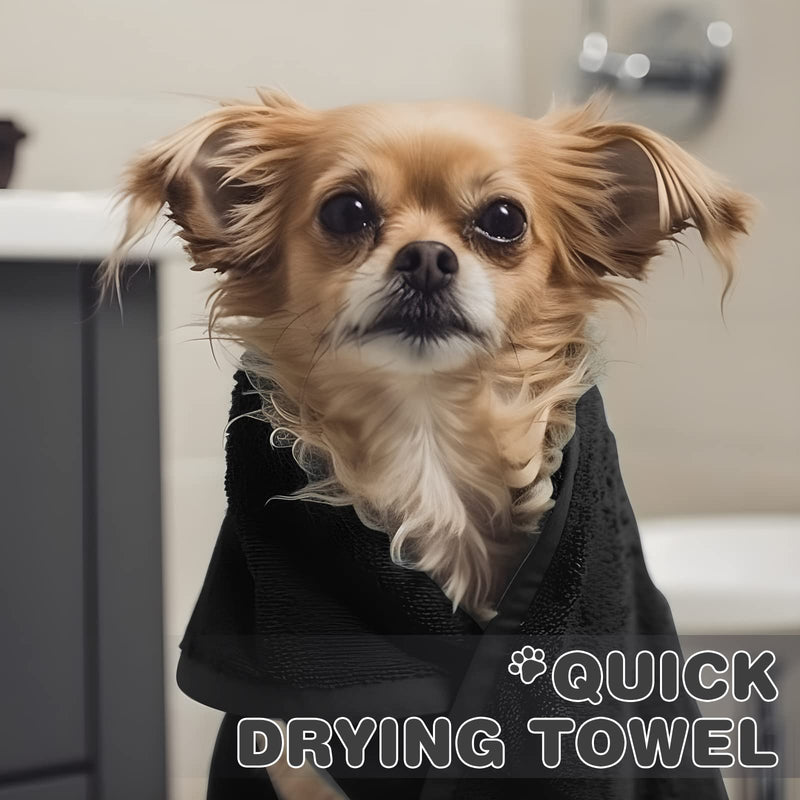 Chumia 4 Pack Dog Towels for Drying Dog Large Microfiber Dog Towels Grooming Towels Absorbent Soft Pet Bath Towels with Embroidered Paw for Small Medium Large Dogs Cats Bathing(Black,16 x 32 Inch) 16 x 32 Inch Black - PawsPlanet Australia