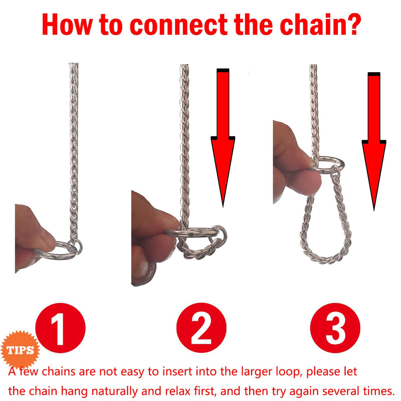 Heavy Duty Dog Choke Collar Slip Dog P Chain Snake Collar Plating Anti-Rust Dog Training Collars for Small Large Dogs Black/Gold/Silver/Rose Gold 15.5in-29.5in (17.5in, Silver) 17.5in