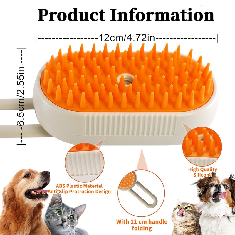 4-in1 Cat Steam Brush for Shedding & Grooming, Spray Hair Removal Comb with 1 Waterless Shampoo, Cat Brush for Massage, Pet Grooming Comb Hair Removal Tool for Cats and Dogs 4.7''-1*Shampoo - PawsPlanet Australia