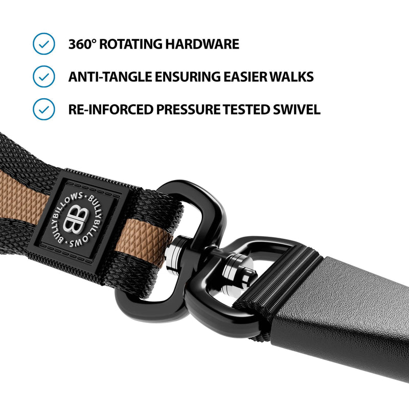 BullyBillows Anti-Pull Anti-Choking Training Dog Lead | 1.2m Active Light Dog Lead Designed With Graded Materials | Suitable For Strong Dogs | Suitable For All dog Breeds | Black