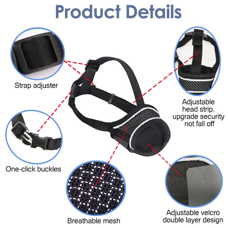 New Dog Muzzle, Mesh Muzzle for Dogs Breathable Drinkable, Grooming Muzzle No Barking Biting Anti Drop Adjustable Reflective Strap, Soft Pet Muzzles for Puppy Small Medium Sized - PawsPlanet Australia