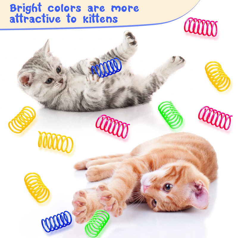 300 Pcs Cat Spring Toy, Cat Spiral Toys Interactive for Indoor Colorful Cats Plastic Springs Coil for Kitten Hunting, Swatting, Biting - PawsPlanet Australia
