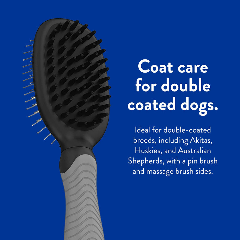 WAHL Professional Animal Double Sided Bath Pin Brush for Dogs (#858477) - Pet Brush to Groom Dogs - For Akitas, Huskies & Australian Shepherds - Durable Dog Pin Brush Black and Gray 1 Count (Pack of 1) - PawsPlanet Australia