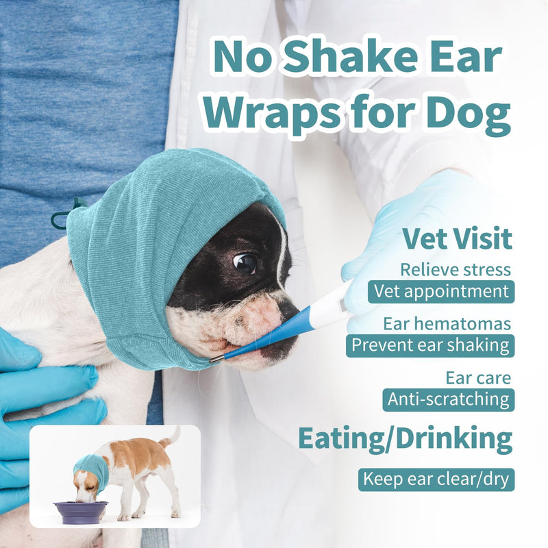 Nanaki Dog Calming Hoodie Hematomas Ear Wraps for Dogs, Fireworks Snood For Dogs Grooming Dog Hood for Noise Protection Dog Ear Covers for Blow Drying Dog Ear Protector Dog Headband for Anxiety Relief S(Head Girth:10.6"-15.7") Light Green - PawsPlanet Australia