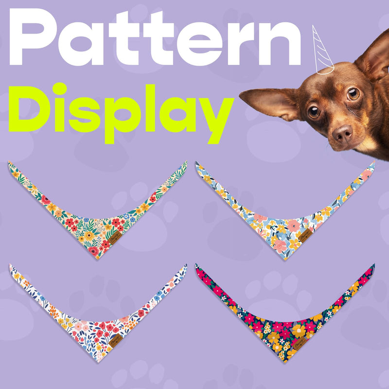 Charcy Dog Bandanas 4 Pack, Fall Dog Bandana Boy Girl for Holiday Birthday, Adjustable Durable Dog Scarf, Unique Design - Ink Flower XL X-Large - PawsPlanet Australia