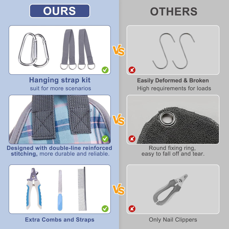 BEAUTYZOO Dog Grooming Hammock, Medium Dog Sling for Nail Trimming, Dog Hanging Harness for Claw Care with Thick Fabric Neck Support Wide Strap Restraint Cat Grooming Hammock, Blue L L (Leg Spacing: 10.6-15" / Max W: 60lbs) - PawsPlanet Australia