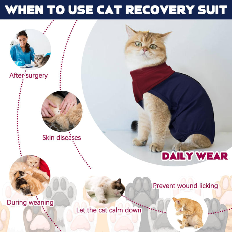 Cat Recovery Suit Female, Breathable Onesie After Surgery Female for Abdominal Wounds or Skin Diseases, Anti-Licking Full Body Cat Surgery Recovery Suit, E-Collar Alternative Wear Medium Blue