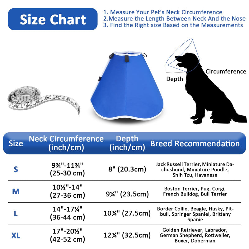 BARKLESS Dog Cone Collar, Soft Cone for Dogs After Surgery to Stop Licking, Alternative to Cone of Shame for Large Medium Small Dogs, Adjustable Elizabethan Collar, Ideal for Neuter and Wound Care Blue L