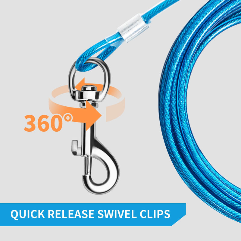 Dog Tie Out Cable, 30 FT Heavy Duty Dog Lead Cable with Detachable Shock Spring, Dog Runner Chains for Outside Yard Camping Hold Small or Medium Dogs (30Feet, up to 200lbs) 30ft/200lbs - PawsPlanet Australia