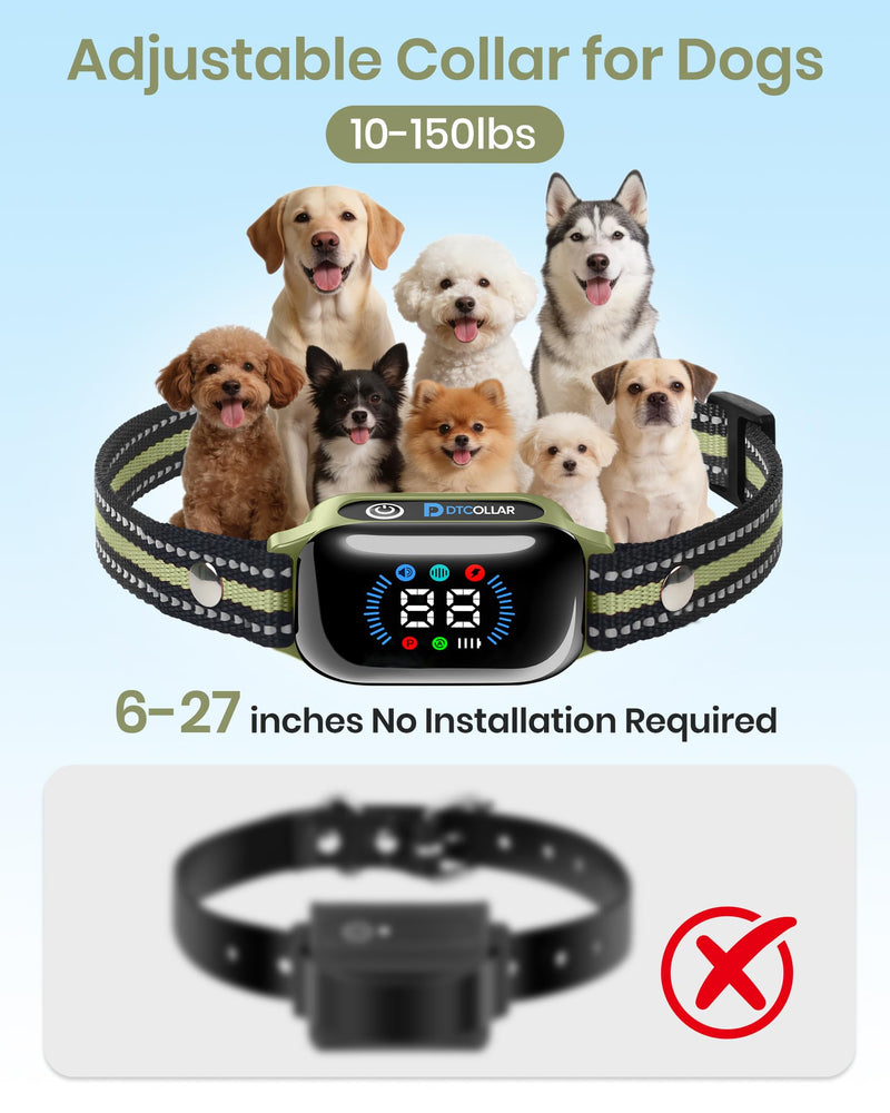 2-in-1 Bark & Shock Collar - Color Screen Dog Training Collar with Beep/Vibration/Shock/Anti Bark 4 Modes, 3300FT E Collar with Remote for Small Medium Large Dogs, IP67 Waterproof Rechargeable Seaweed - PawsPlanet Australia
