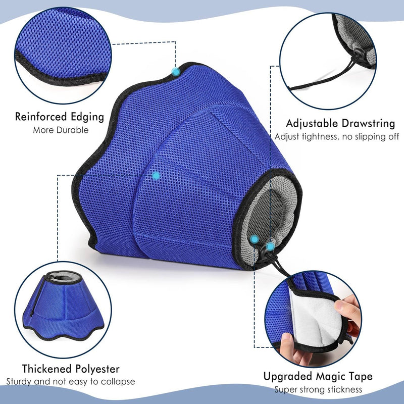 VavoPaw Dog Cone - Breathable, Lightweight, Adjustable Recovery Collar for Medium Dogs, Blue+Gray M