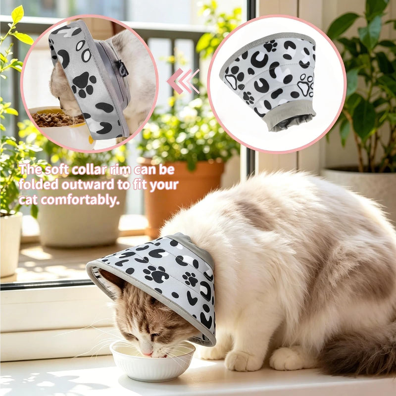 Soft Cat Neck Brace, Adjustable Cat Collar, for Post-Surgery and Injury Use, Breathable and Comfortable, Prevents Wound Licking, for Nail Trimming & Bathing, Size M, Grey