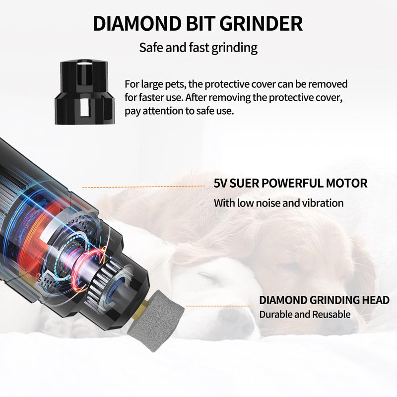 K&K Dog Nail Grinder, Professional Dual Speed Rechargeable Pet Nail Trimmer with LED Light, Painless Paws Nail Grinder for Dogs Claws, for Small Medium Large Cats & Dogs Visit The Store - PawsPlanet Australia