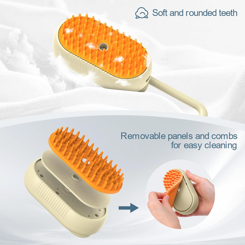 Cat Hair Steam Brush for Shedding, Pet Hair Removal Comb with Water Tank, 3 In 1 Steam Cat Brush, USB Charging Port, Steam Pet Brush with Removable Comb for Removing Floating Hair - PawsPlanet Australia