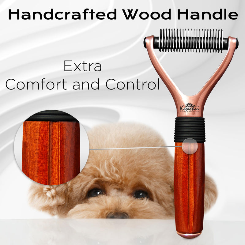 Kenchii Luxury Pet Grooming Rake - Enhance Your Pet's Coat with Precision - Dematting Undercoat Rake for Dogs, Cats - Dog Brush for Shedding 23 Teeth