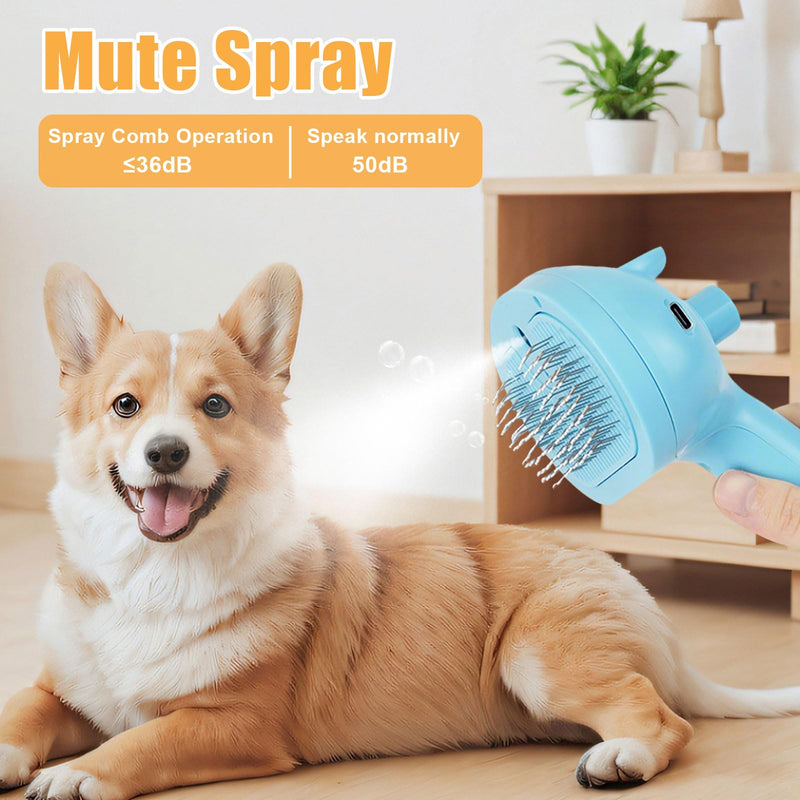 Cat Steam Brush for Shedding, Pet Steam Brush for Dog with Release Button,Anti-Static Pet Spray Hair Removal Comb,Cat Spray Comb for Long & Short Haired Pets,Blue Blue - PawsPlanet Australia