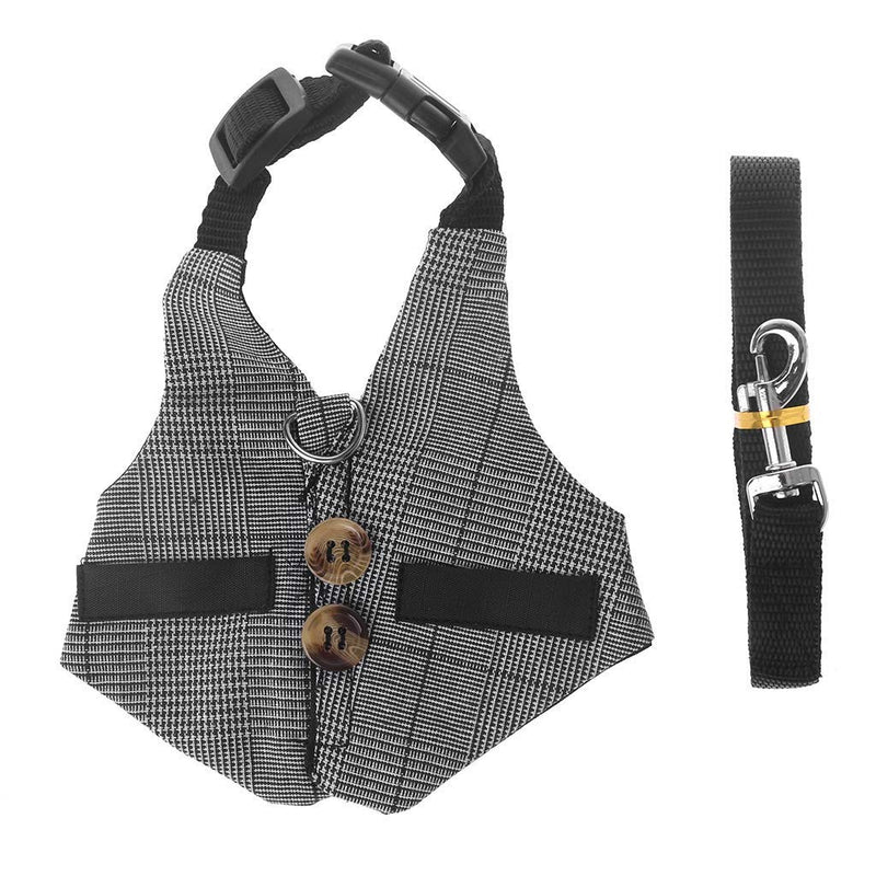 Multipurpose Rabbit Vest Harness and Leash Set Small Animal Adjustable Soft Harness with Button Decor Formal Suit Style for Bunny Rabbit Kitten Small Animal Walking (M) Medium