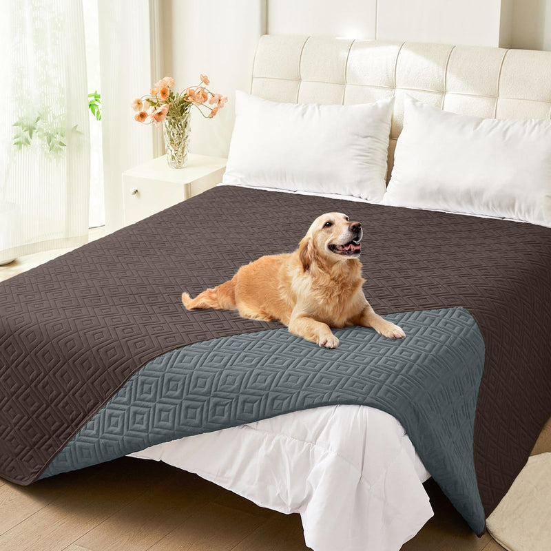 hyha Waterproof Dog Bed Blanket, Soft Pet Blankets 30x70 Inch and 82x102 Inch in Chocolate/Dark Grey, 2 Item Bundle - PawsPlanet Australia