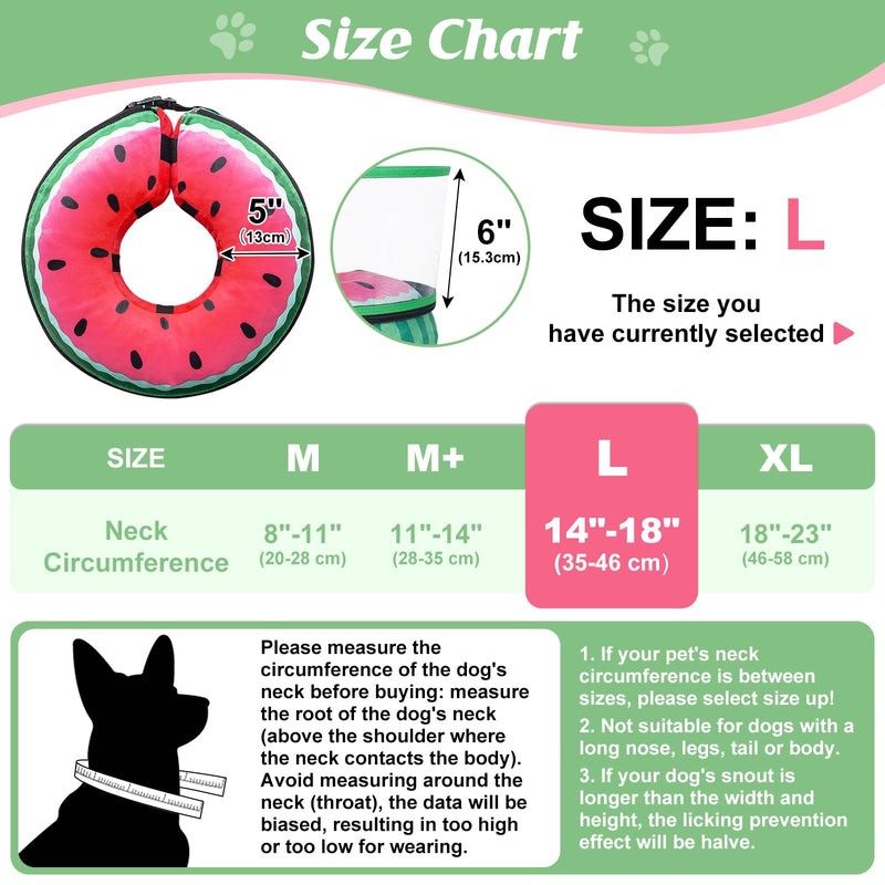 Inflatable Dog Cone, Watermelon Dog Donut Collar After Surgery, Dog Cone Alternative with Detachable Anti-Licking Shield, Soft Dog Cone for Large Medium Dogs Does Not Block View L - PawsPlanet Australia