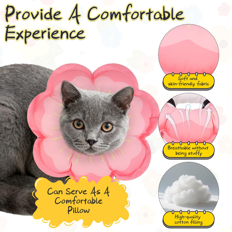 EXPAWLORER Cat Cone Collar Soft, Cat E Collar Recovery After Surgery to Stop Licking, Adjustable Waterproof Cute Neck Elizabethan Pet Kitten Puppy Donut Pillow for Cats Puppy Wound Healing, PinkM Medium Pink