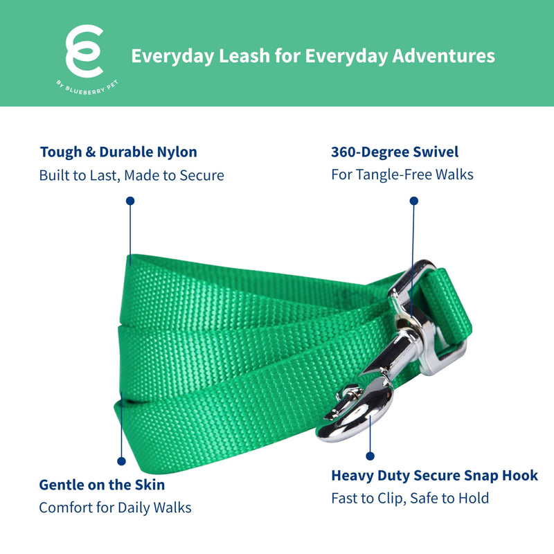 Blueberry Pet Essentials Emerald Dog Leash for Small -5' * 5/8" Dogs | Heavy Duty Nylon Lead | Lightweight Puppy & Cat Leash for Walking & Training - PawsPlanet Australia