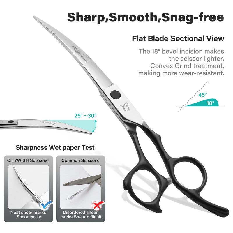 Dog Grooming Scissors,Curved Thinning Scissers and Chunker Shears for Dog Grooming with Safety Round Tips, Sharp and Comfortable 5 in 1 Deg Scissors for Grooming - PawsPlanet Australia