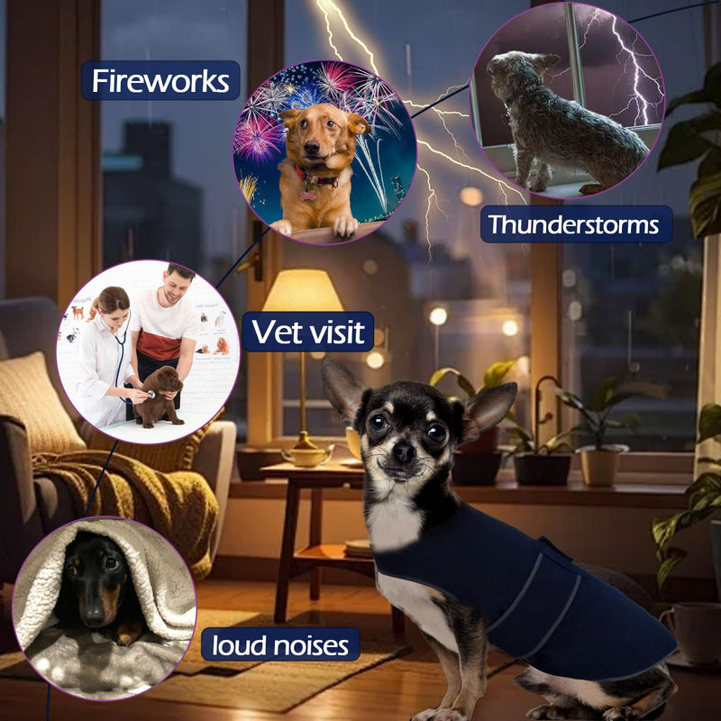 Dog Anxiety Shirt,Dog Anxiety Jacket Calming Vest for Thunderstorm,Travel,Separation, Calming Coat Wrap for Dogs, Pet Stress Relief Anxiety Jacket (Dark Blue, Small) Dark Blue - PawsPlanet Australia