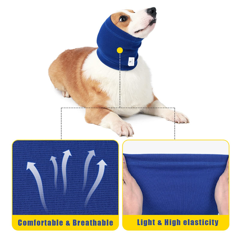 Nanaki Dog Calming Hoodie Quiet Head Cover Sleeves - Ear Covers Hood for Noise Bath, The Grooming and Force Drying Head Protection for Anxiety Relief and Calming Dog Neck and Ear Warmer Small Blue - PawsPlanet Australia