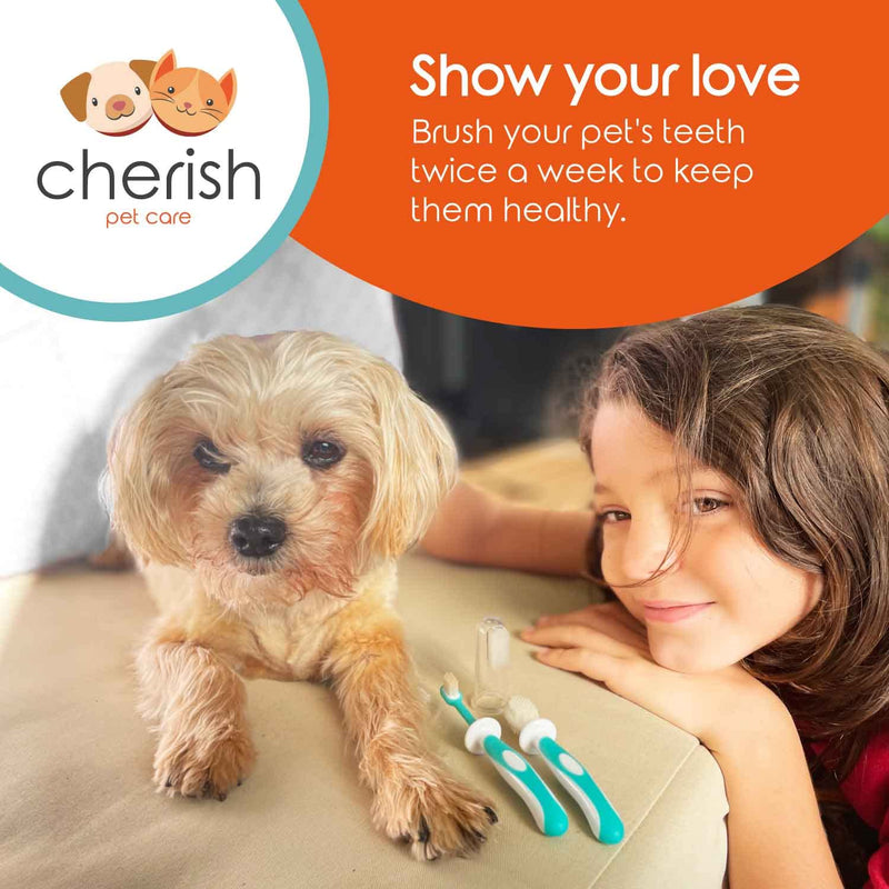 Cherish Pet Care Dog Tooth Brushing Kit (3pcs) - Dog Finger Toothbrush, Double-Sided Toothbrush, Small Dog Toothbrush, Dog Teeth Cleaning, Puppy Tooth Brushing Kit, Small Dog Tooth Brushing Kit - PawsPlanet Australia