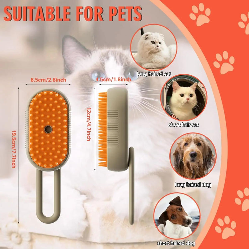 4 in 1 Cat Steam Brush Rechargeable pet spray comb Steam Brush for Cats and Dogs, Massage, Cleaning, Shedding & Combing Multifunctional Hair Removal Anti Static Grooming Tool for home (Beige) Beige - PawsPlanet Australia